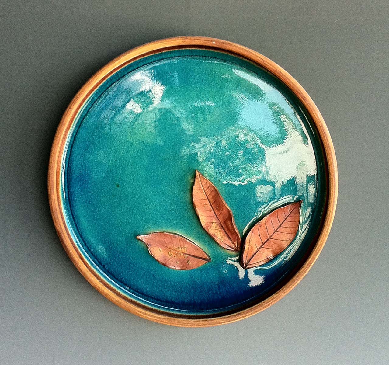 Stoneware Plater with Leaves