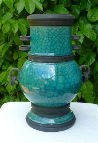 Raku Vase with Rings
