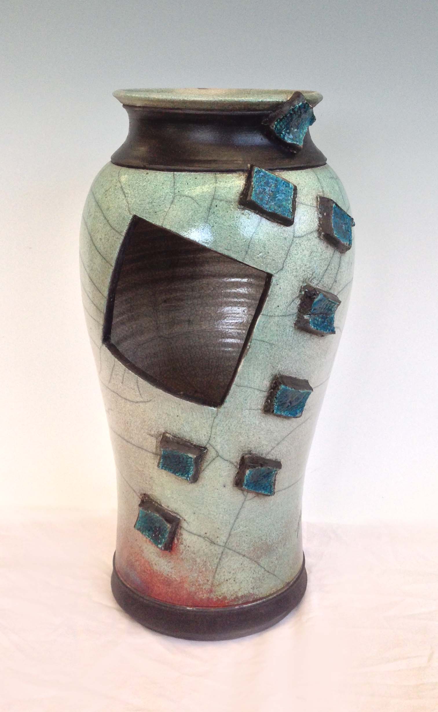 Square Holed Raku Vase